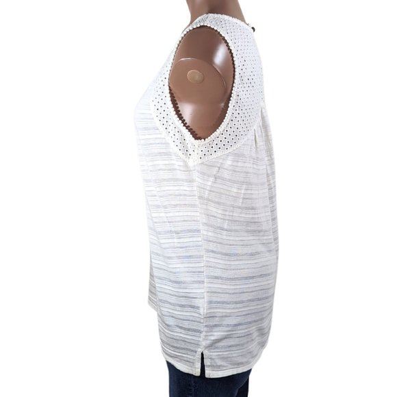 Lucky Brand XS Women's Cotton Ivory Eyelet Tank Top - Picture 2 of 8